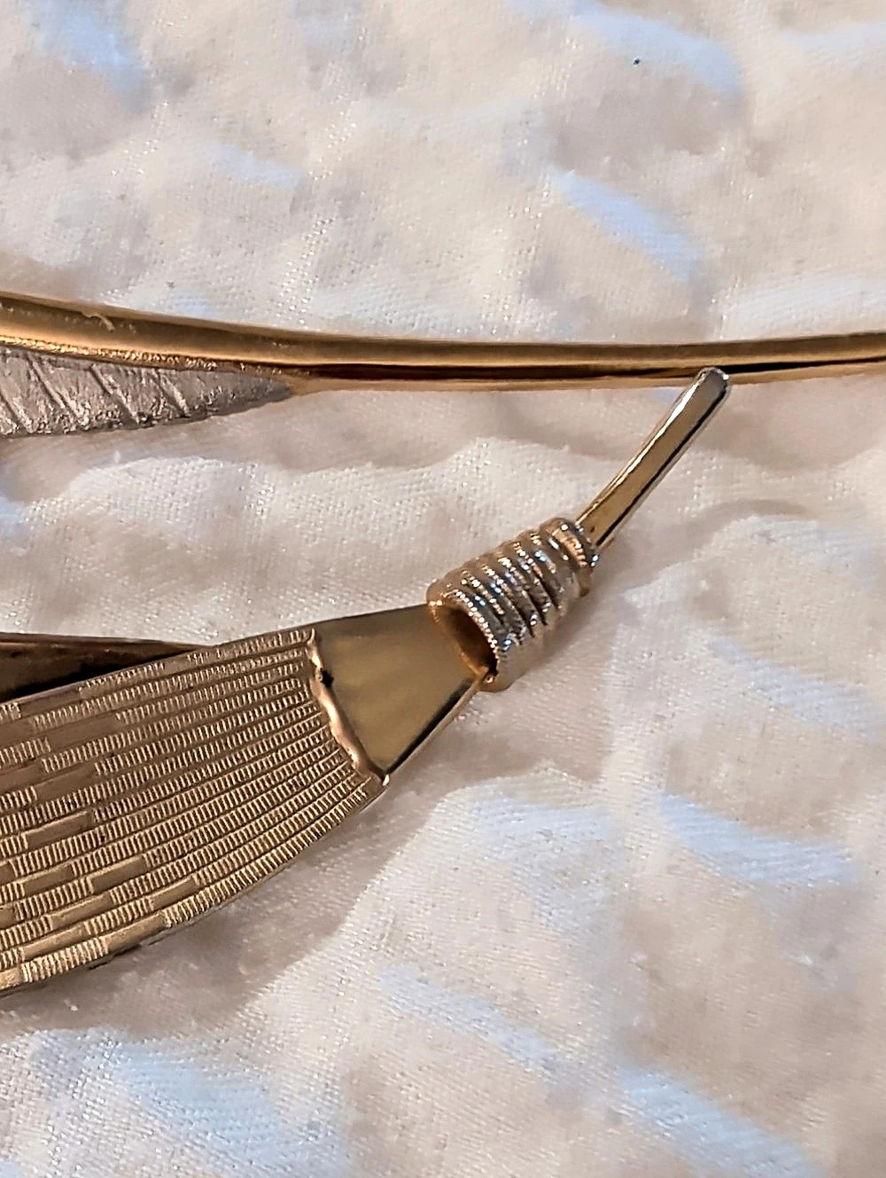 Textured Abstract Brooch Set in Gold & Silver - Picture 3 of 9
